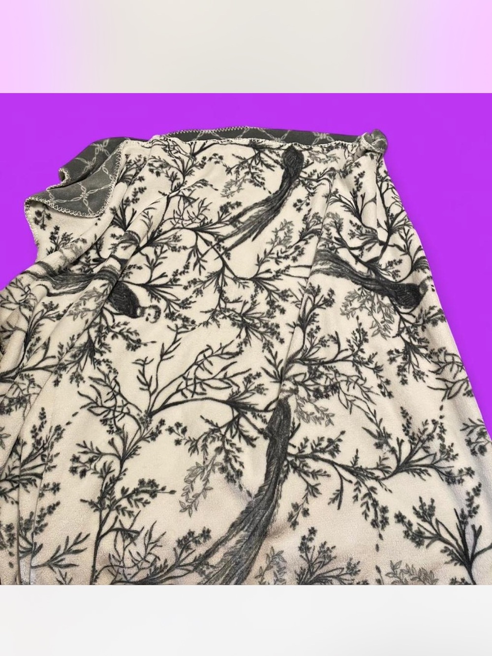 Black & White Tree Print Blanket Throw